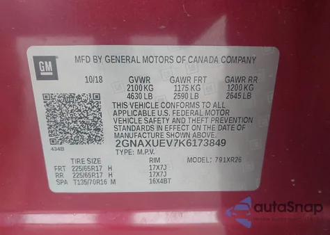 2019 Chevrolet Equinox Lt from USA, damaged, VIN 2GNAXUEV7K6173849